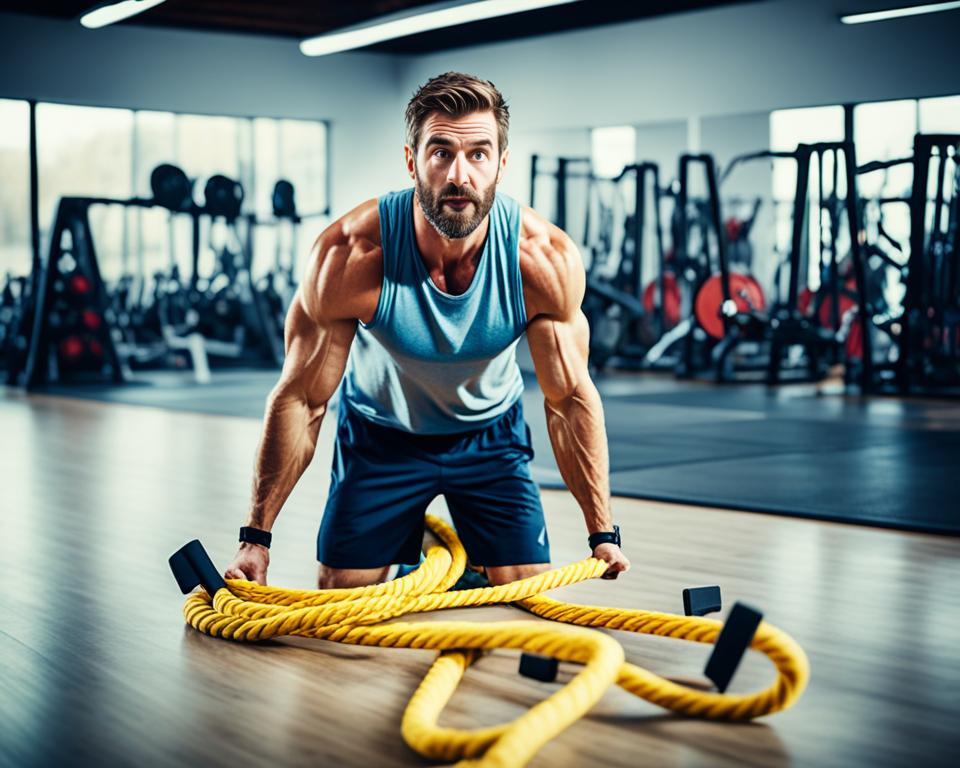 battle ropes and rowing machines